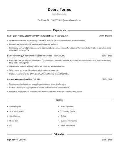 Radio Disk Jockey Resume