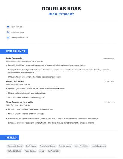 Radio Personality Resume