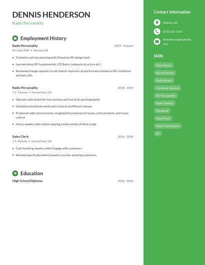 Radio Personality Resume