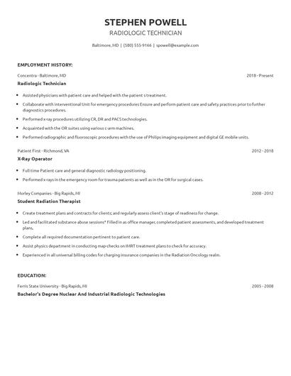 Radiologic Technician Resume