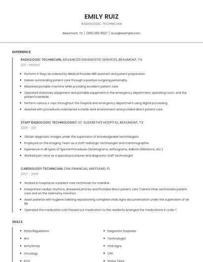 Radiologic Technician Resume