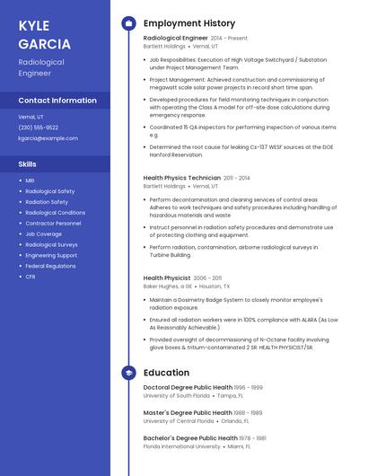 Radiological Engineer Resume