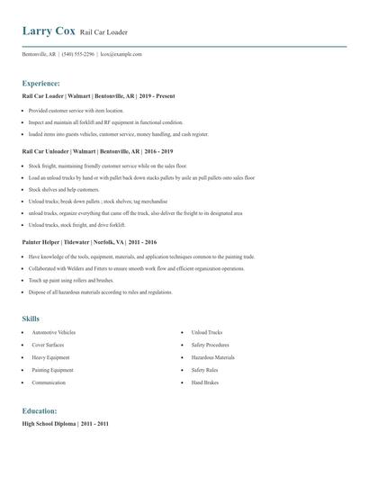 Rail Car Loader Resume