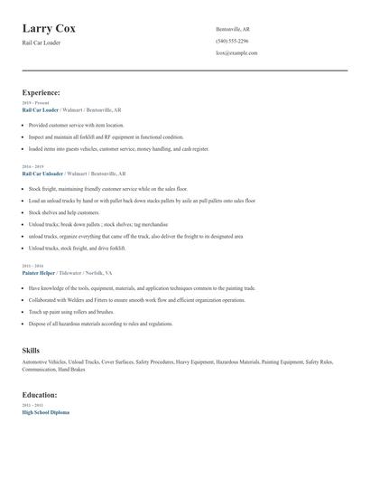 Rail Car Loader Resume