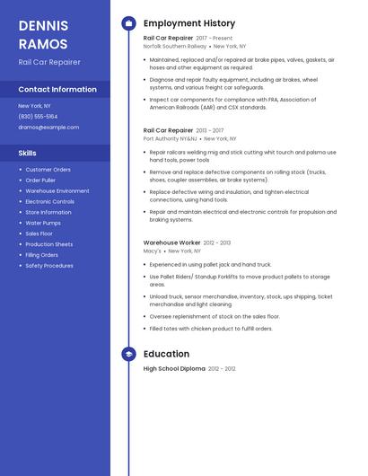 Rail Car Repairer Resume
