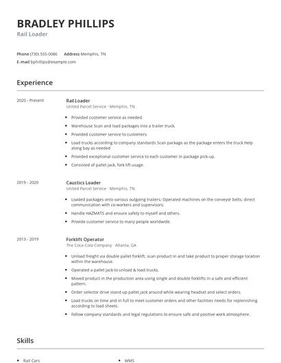 Rail Loader Resume
