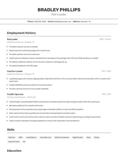 Rail Loader Resume