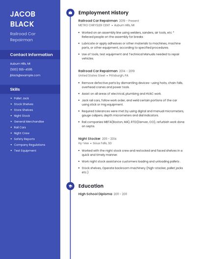 Railroad Car Repairman Resume