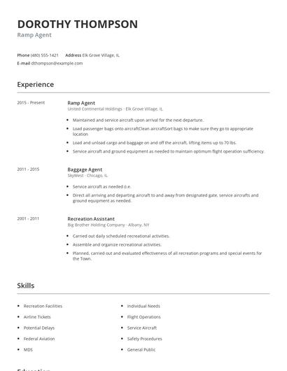 Ramp Agent Resume