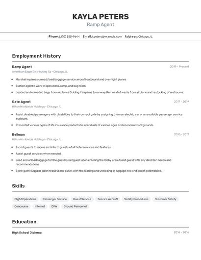 Ramp Agent Resume