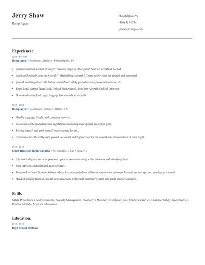 Ramp Agent Resume