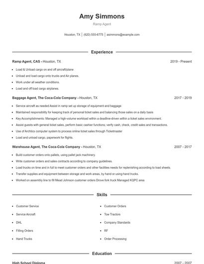Ramp Agent Resume