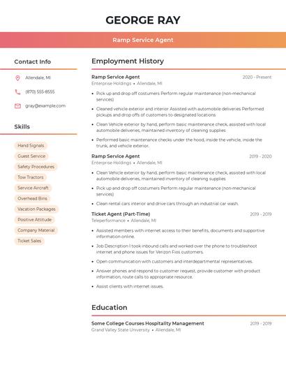 Ramp Service Agent Resume