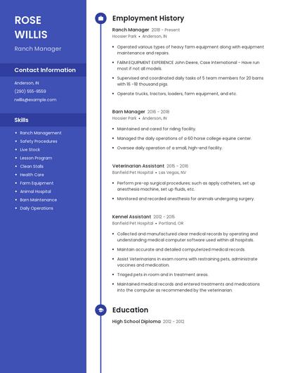 Ranch Manager Resume