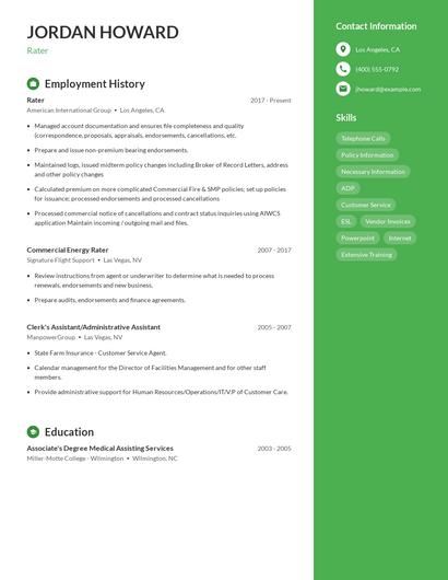 Rater Resume