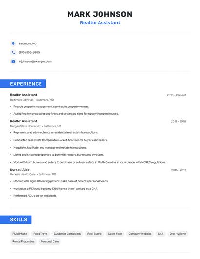 Realtor Assistant Resume