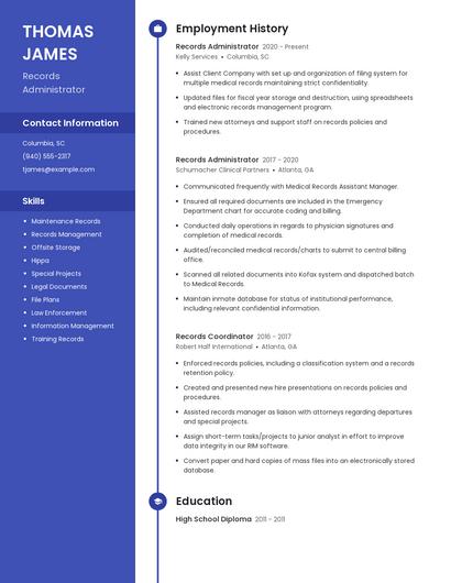Records Administrator Resume