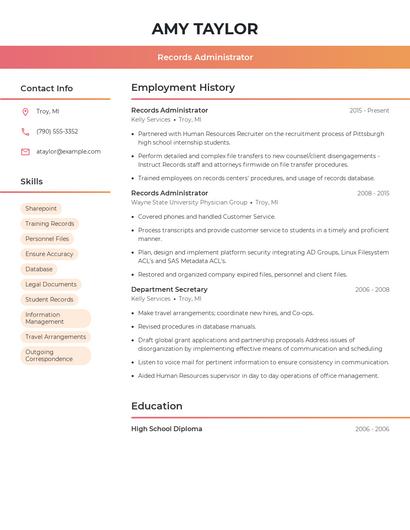 Records Administrator Resume