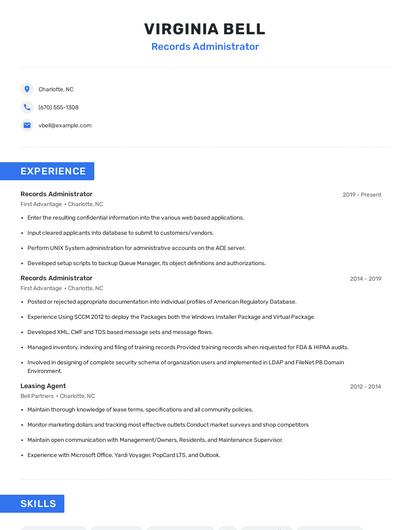 Records Administrator Resume