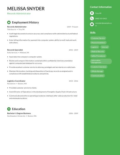 Records Administrator Resume