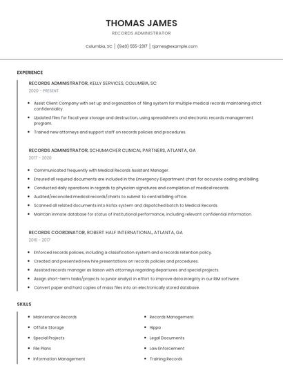 Records Administrator Resume