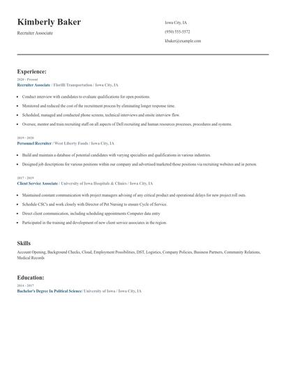 Recruiter Associate Resume