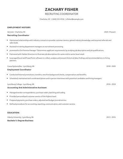 Recruiting Coordinator Resume
