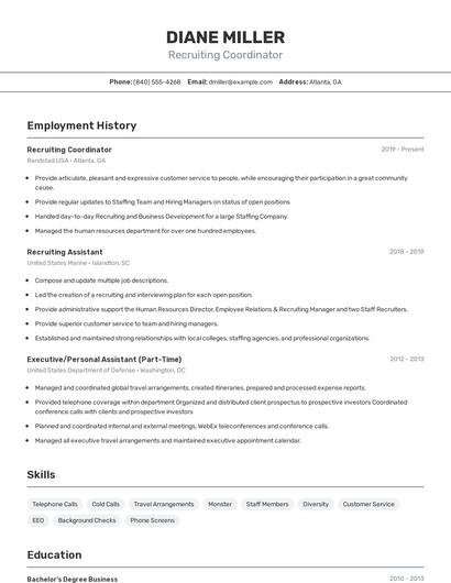 Recruiting Coordinator Resume