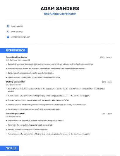 Recruiting Coordinator Resume
