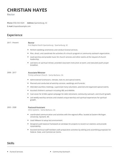Rector Resume