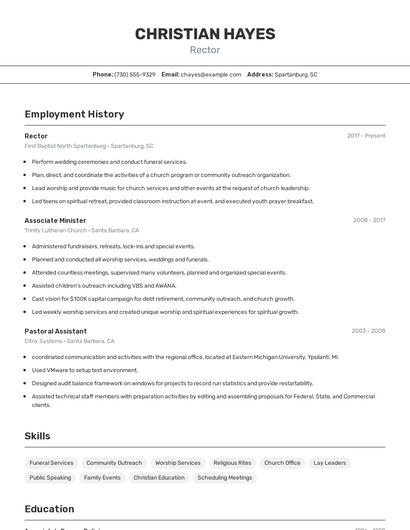Rector Resume