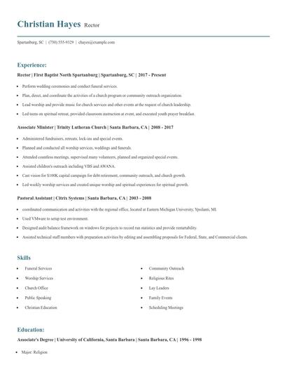 Rector Resume