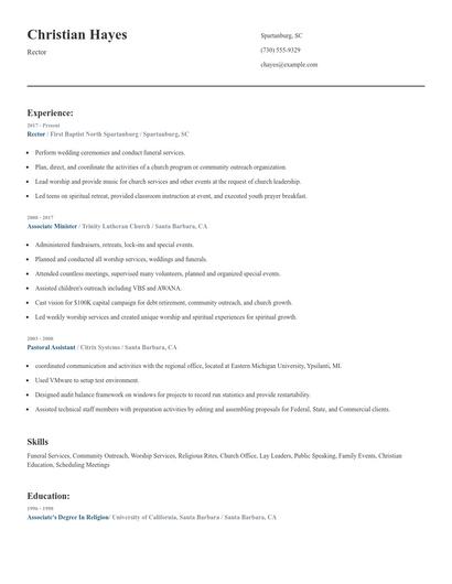 Rector Resume
