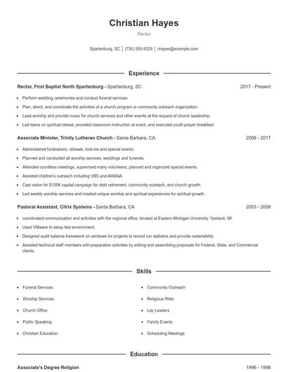 Rector Resume
