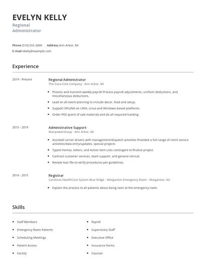 Regional Administrator Resume