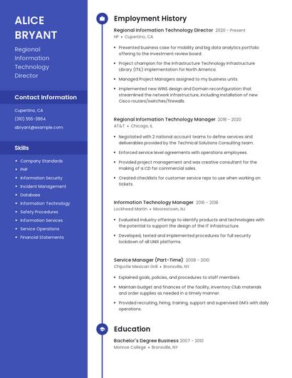 Regional Information Technology Director Resume