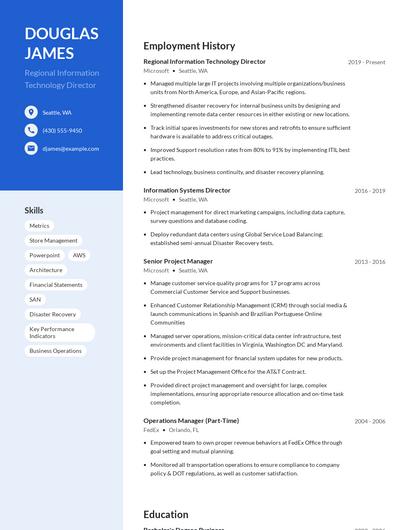 Regional Information Technology Director Resume