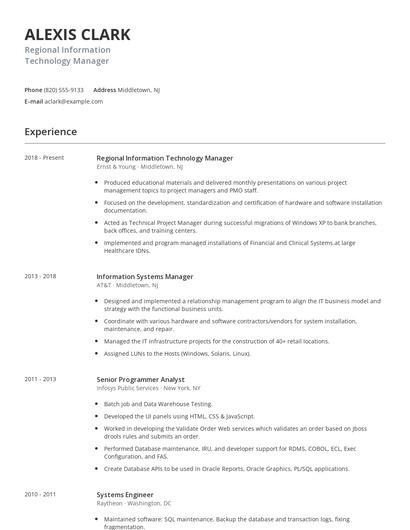 Regional Information Technology Manager Resume
