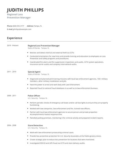 Regional Loss Prevention Manager Resume