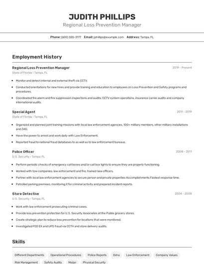Regional Loss Prevention Manager Resume