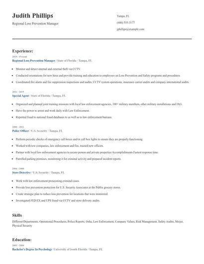 Regional Loss Prevention Manager Resume