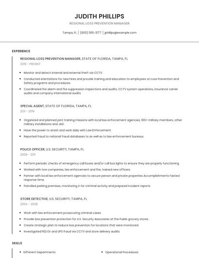 Regional Loss Prevention Manager Resume