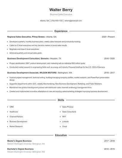 Regional Sales Executive Resume