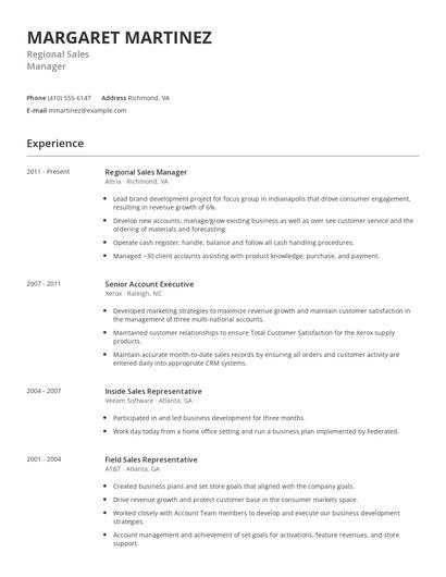 Regional Sales Manager Resume