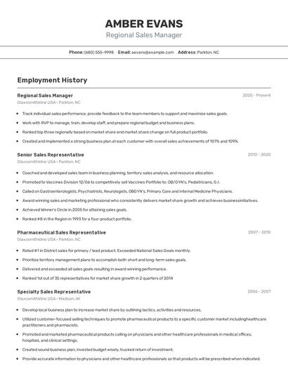 Regional Sales Manager Resume