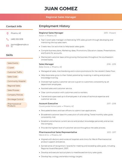 Regional Sales Manager Resume