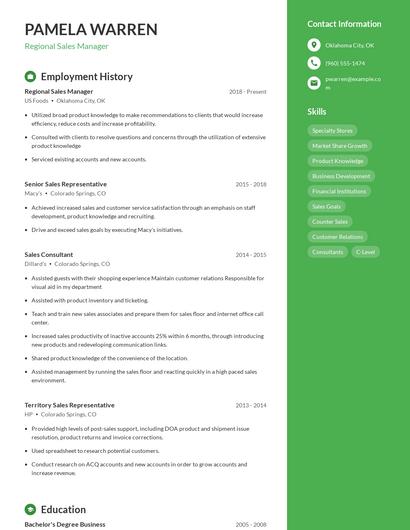 Regional Sales Manager Resume
