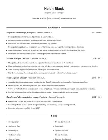 Regional Sales Manager Resume