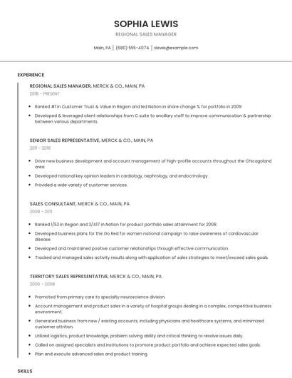 Regional Sales Manager Resume