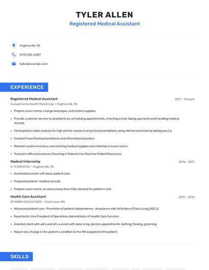 Registered Medical Assistant Resume